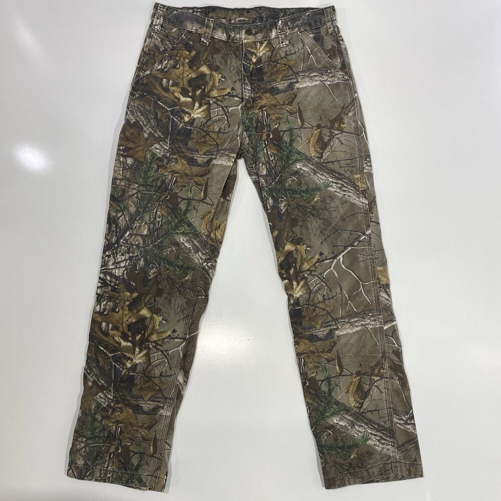 Carhartt Relaxed Fit Mens 34x32 Mossy Oak Real Tree Camo Canvas Pants EUC 102288